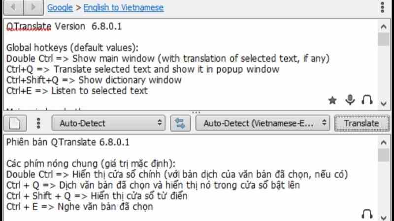 Phần mềm dịch tiếng Anh sang tiếng Việt QTranslate chuẩn nhất. (Ảnh: Sưu tầm Internet)