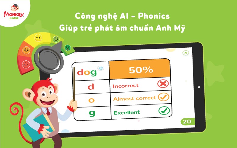 Học phát âm tiếng Anh với Monkey Phonics vô cùng hiệu quả. (Ảnh: Monkey)